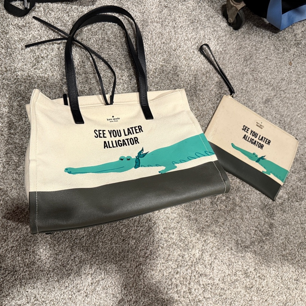 Kate Spade “See You Later Alligator, After Awhile Crocodile” Tote & Wristlet
